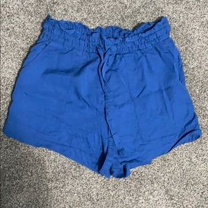 blue high waisted shorts